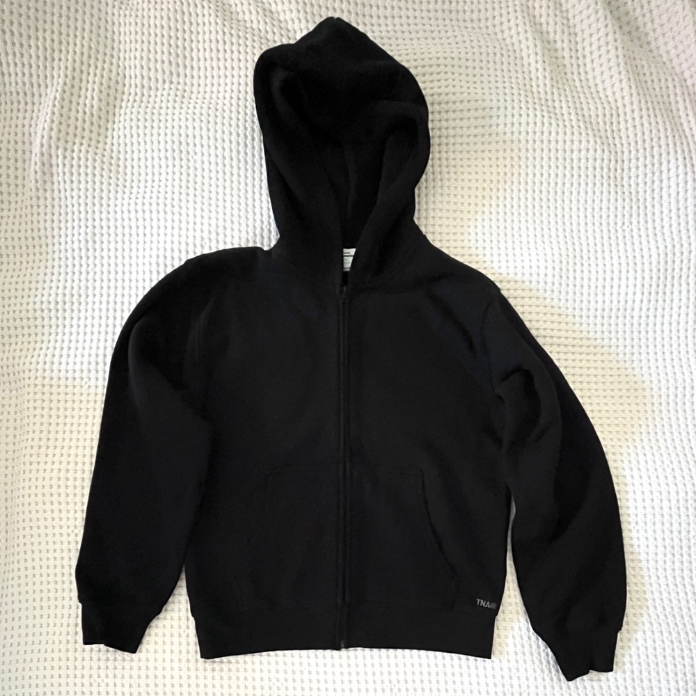 Aritzia Tna Cozy Fleece Perfect Fit Black Zip-up Hoodie S
